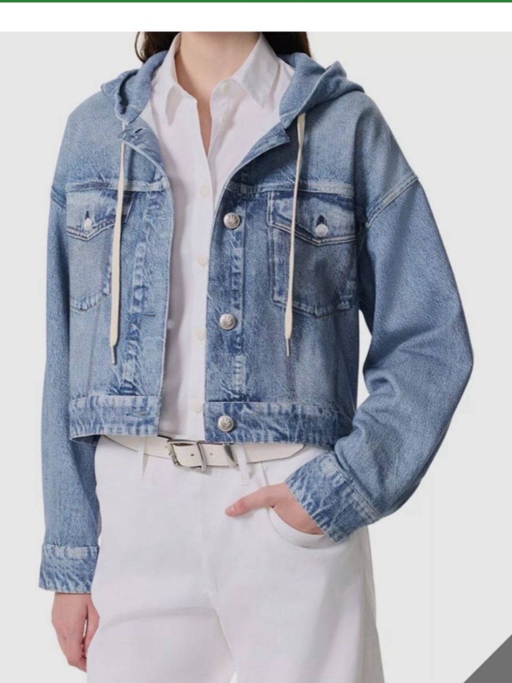 Rag & Bone Women's Blue Miramar Terry Hooded Trucker Jacket Size XS